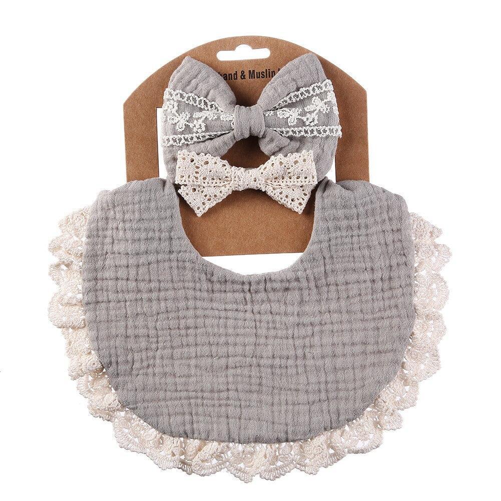 Retro Baby Bib & Bow Set - Belle Baby