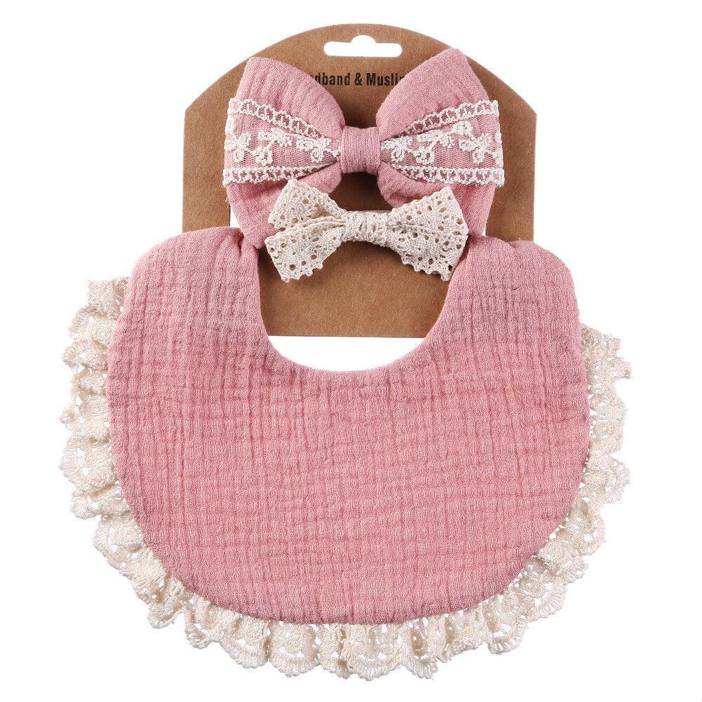 Retro Baby Bib & Bow Set - Belle Baby