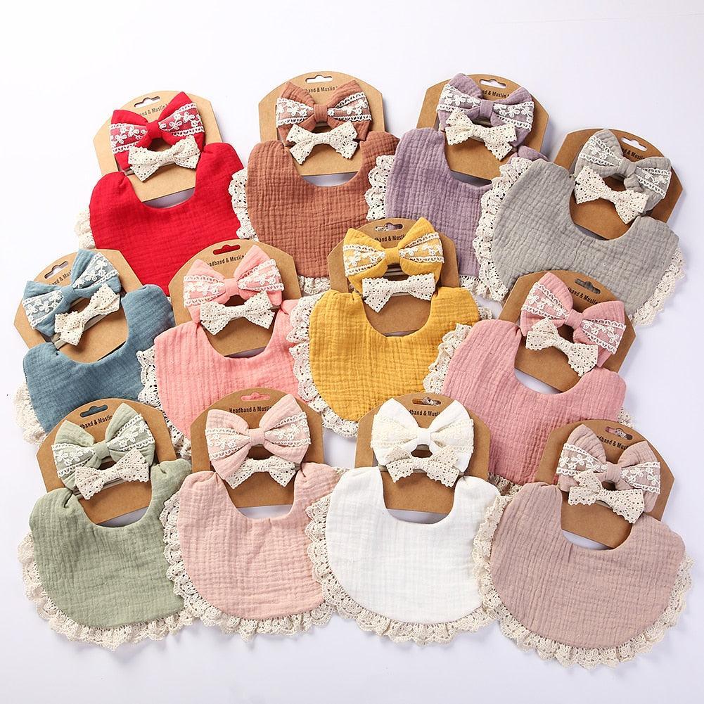 Retro Baby Bib & Bow Set - Belle Baby