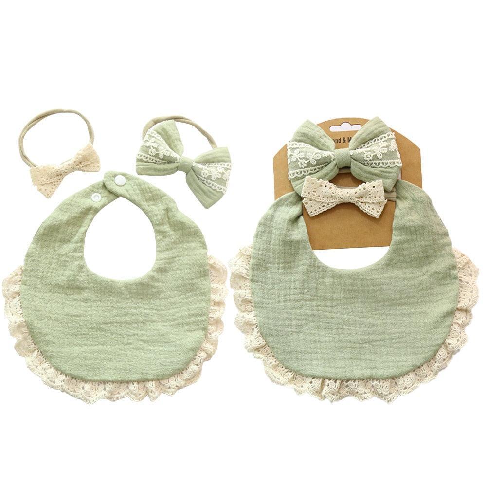 Retro Baby Bib & Bow Set - Belle Baby