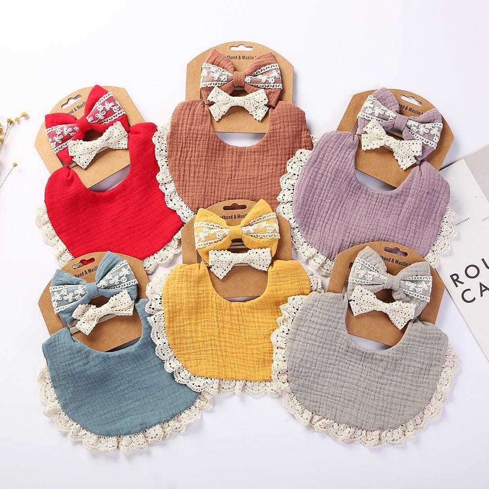 Retro Baby Bib & Bow Set - Belle Baby