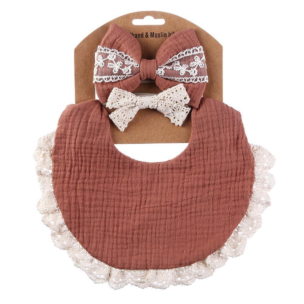 Retro Baby Bib & Bow Set - Belle Baby