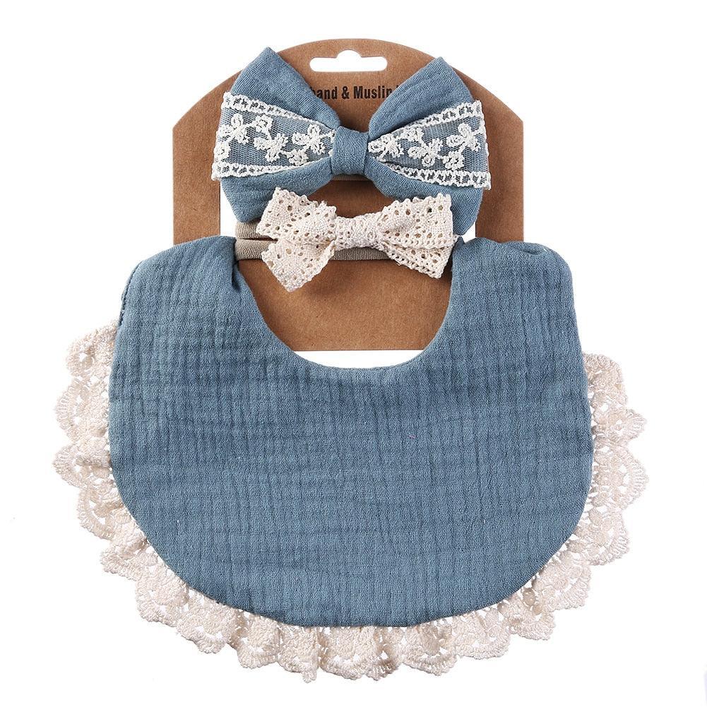 Retro Baby Bib & Bow Set - Belle Baby