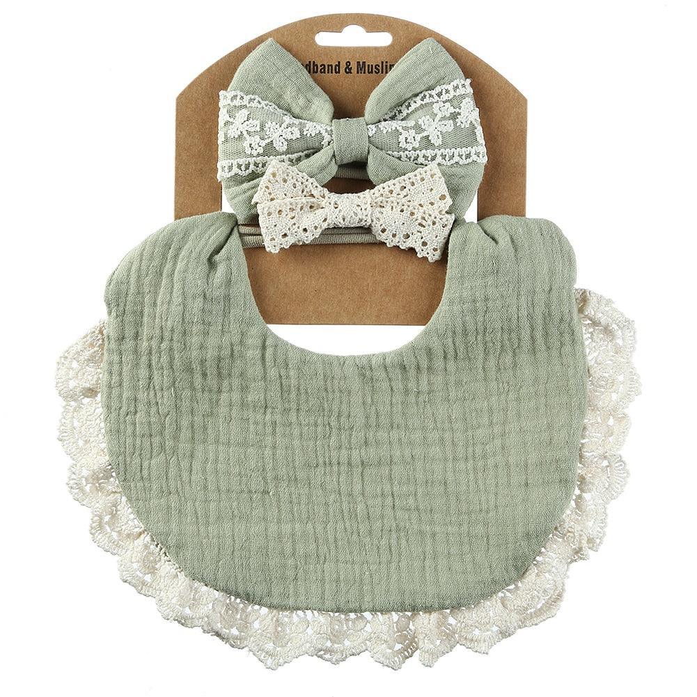 Retro Baby Bib & Bow Set - Belle Baby