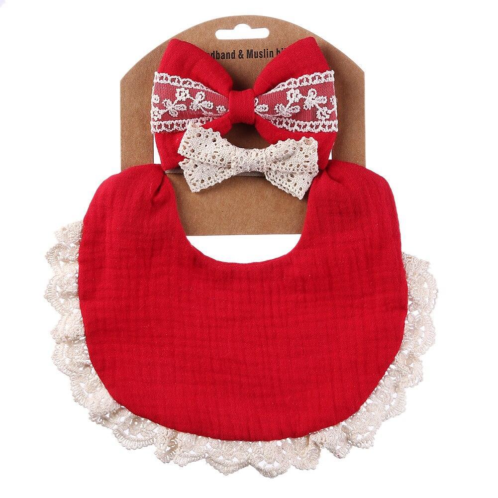 Retro Baby Bib & Bow Set - Belle Baby