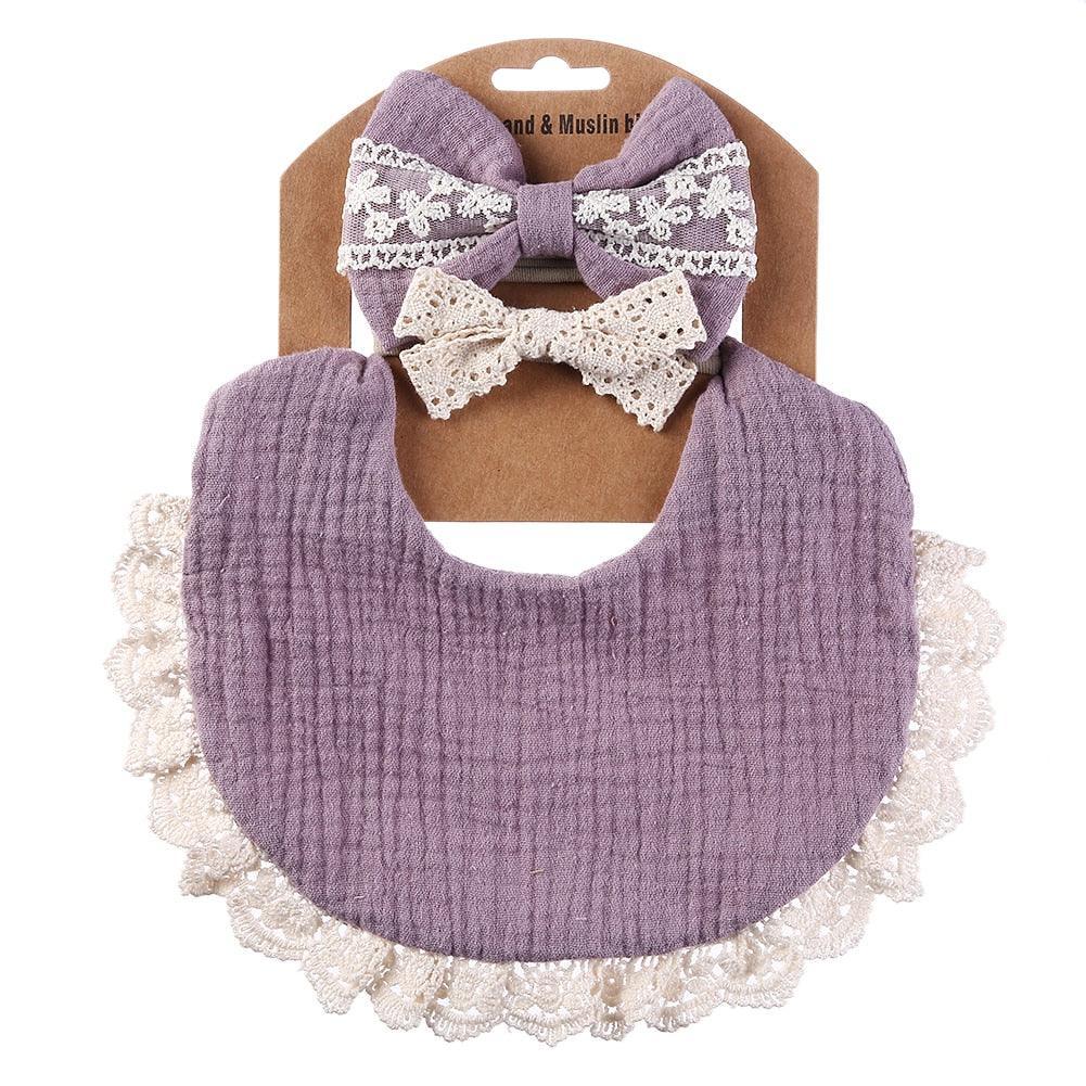 Retro Baby Bib & Bow Set - Belle Baby