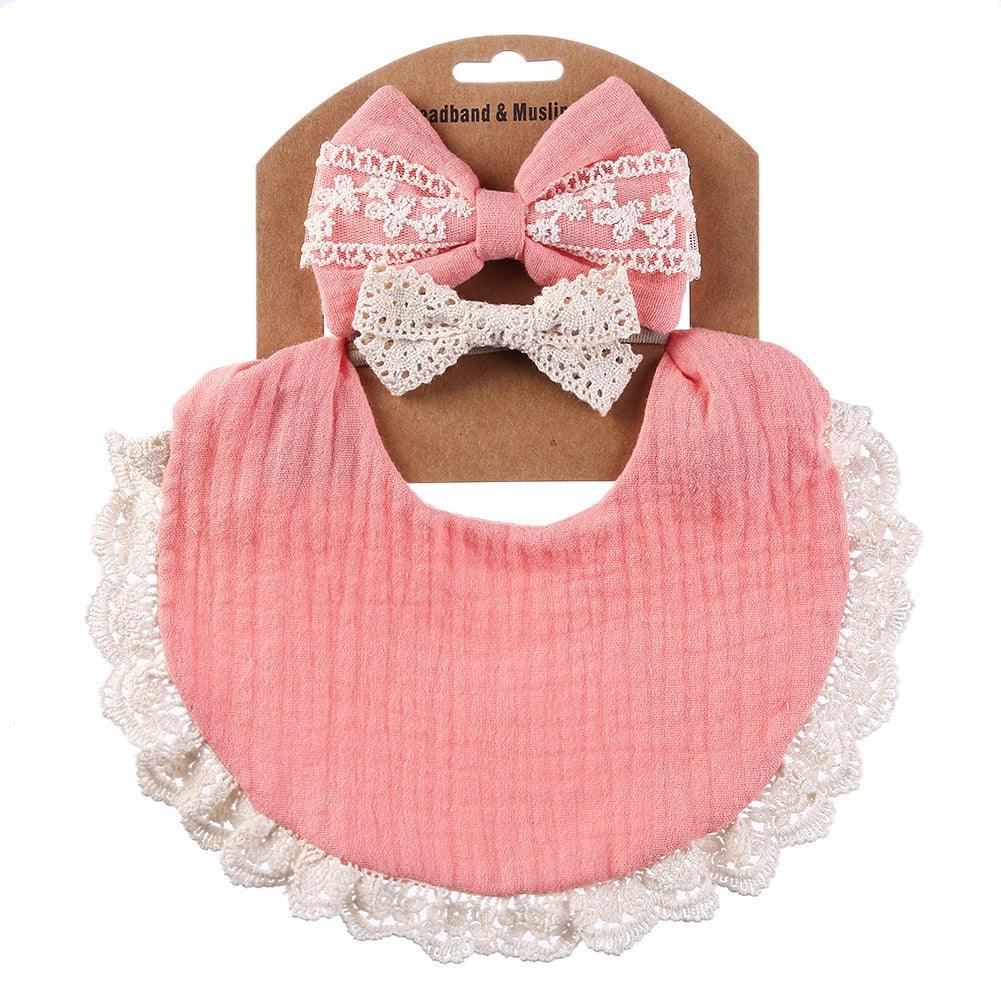 Retro Baby Bib & Bow Set - Belle Baby