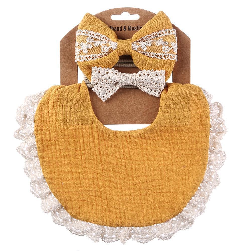 Retro Baby Bib & Bow Set - Belle Baby