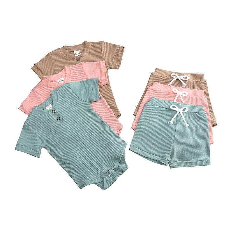 Ribbed Romper and Shorts Set - Belle Baby