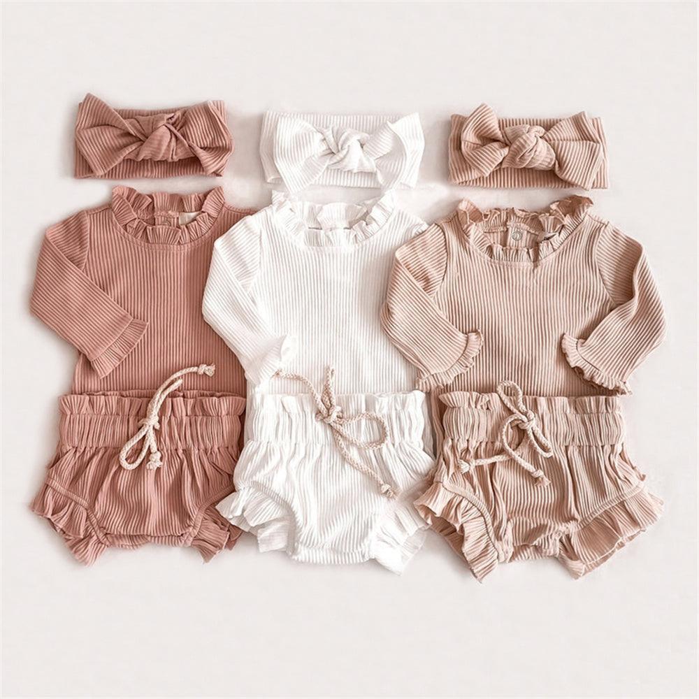 Ribbed Ruffle Romper & Shorts Set - Belle Baby