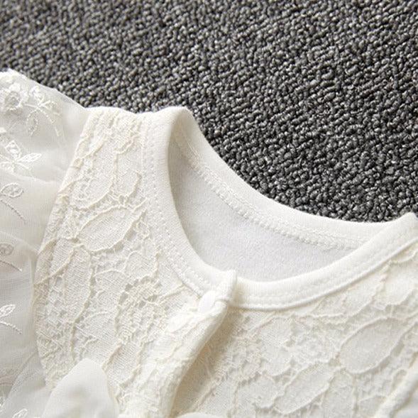 Ruffled Lace Romper & Bonnet Set - Belle Baby