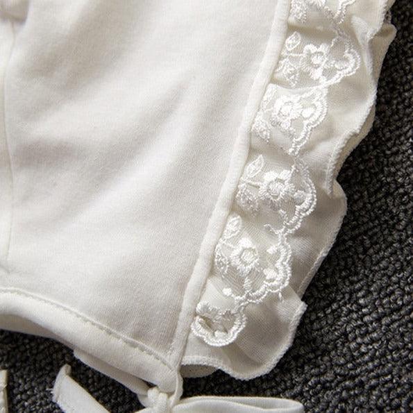 Ruffled Lace Romper & Bonnet Set - Belle Baby