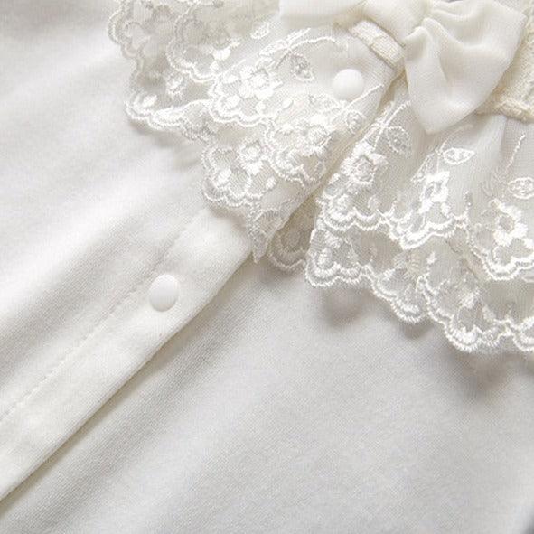 Ruffled Lace Romper & Bonnet Set - Belle Baby