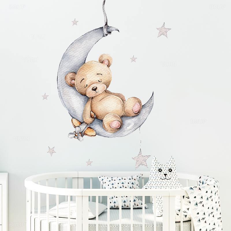 Sleepy Animal Moon Wall Sticker - Belle Baby