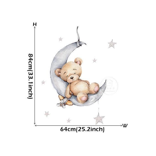 Sleepy Animal Moon Wall Sticker - Belle Baby