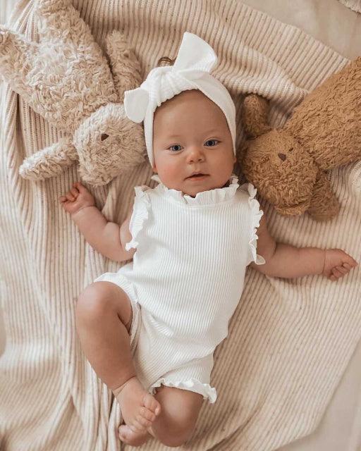 Sleeveless Ribbed Ruffle Romper Shorts