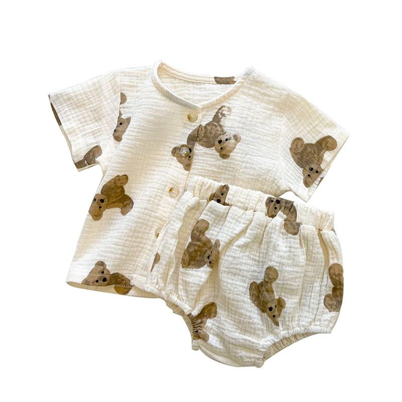 Teddy Button Top and Short - Belle Baby