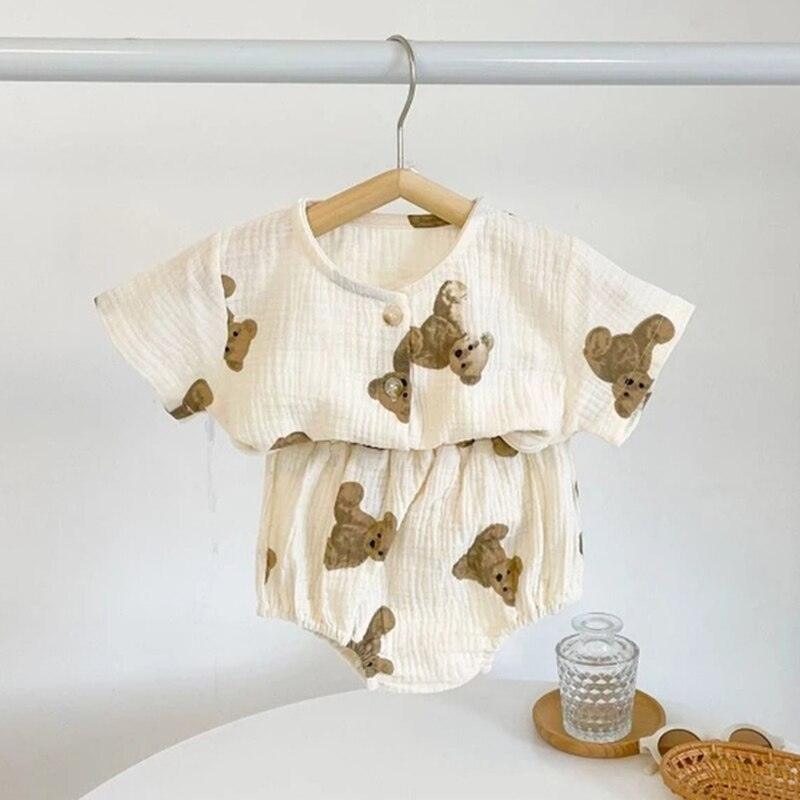 Teddy Button Top and Short - Belle Baby