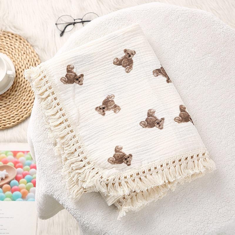 Teddy Muslin Baby Blanket - Belle Baby