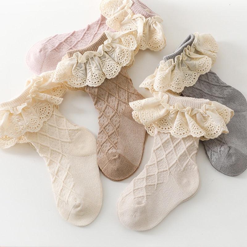 Vintage Frilled Lace Socks (two pairs) - Belle Baby