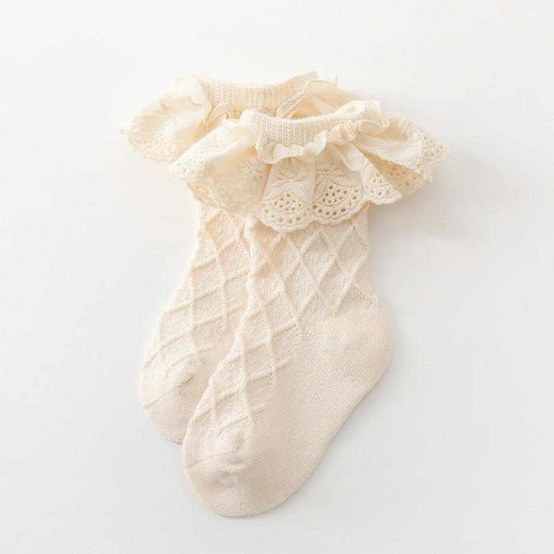 Vintage Frilled Lace Socks (two pairs) - Belle Baby