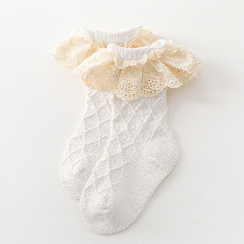 Vintage Frilled Lace Socks (two pairs) - Belle Baby