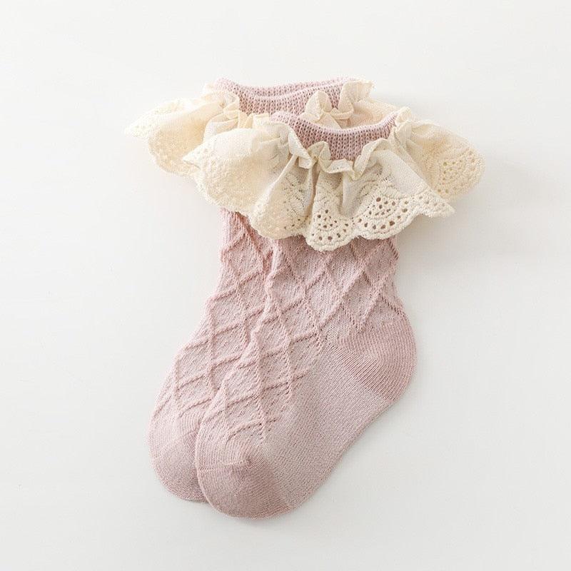 Vintage Frilled Lace Socks (two pairs) - Belle Baby