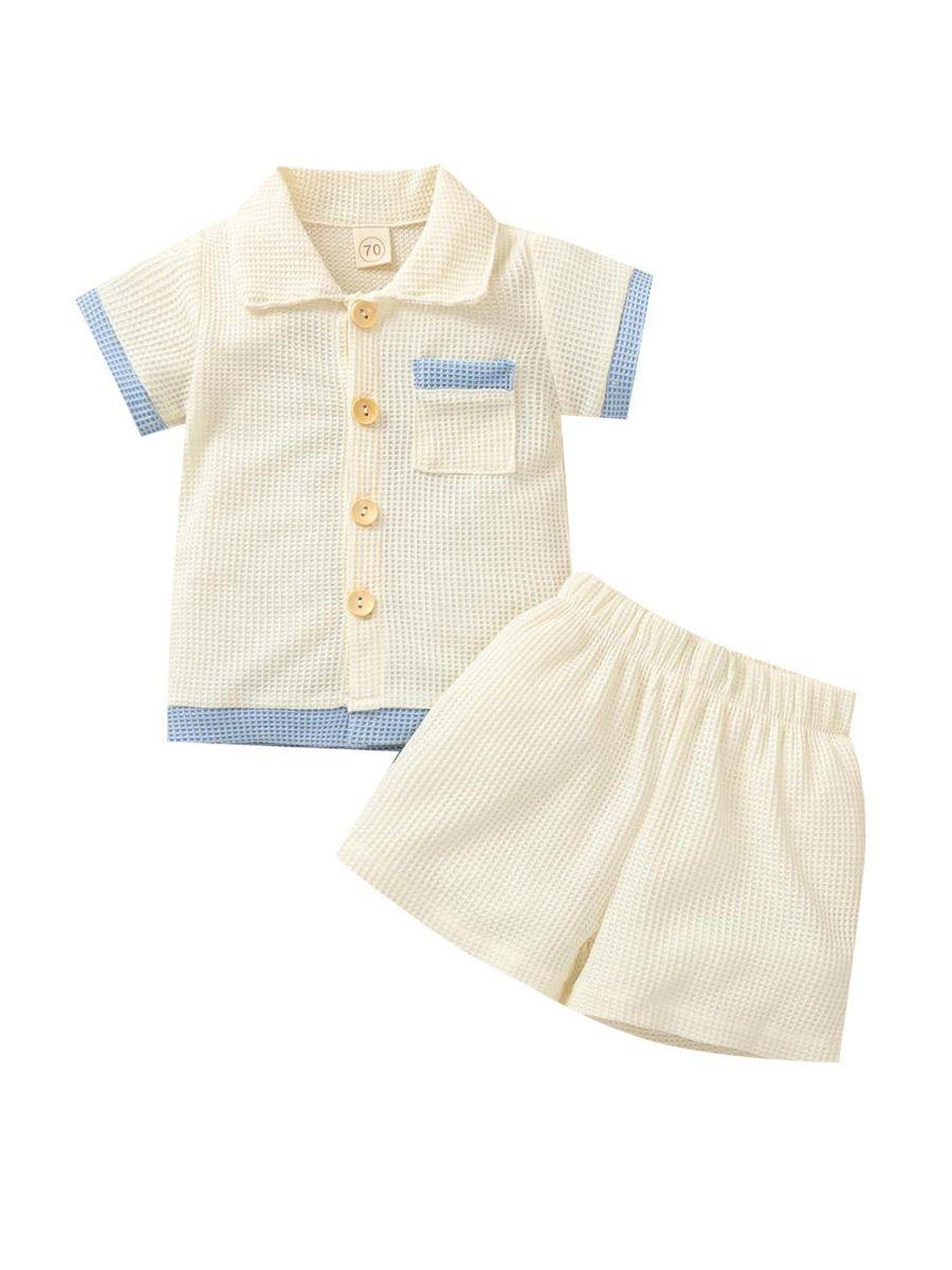Waffle Button Down and Shorts Set - Belle Baby