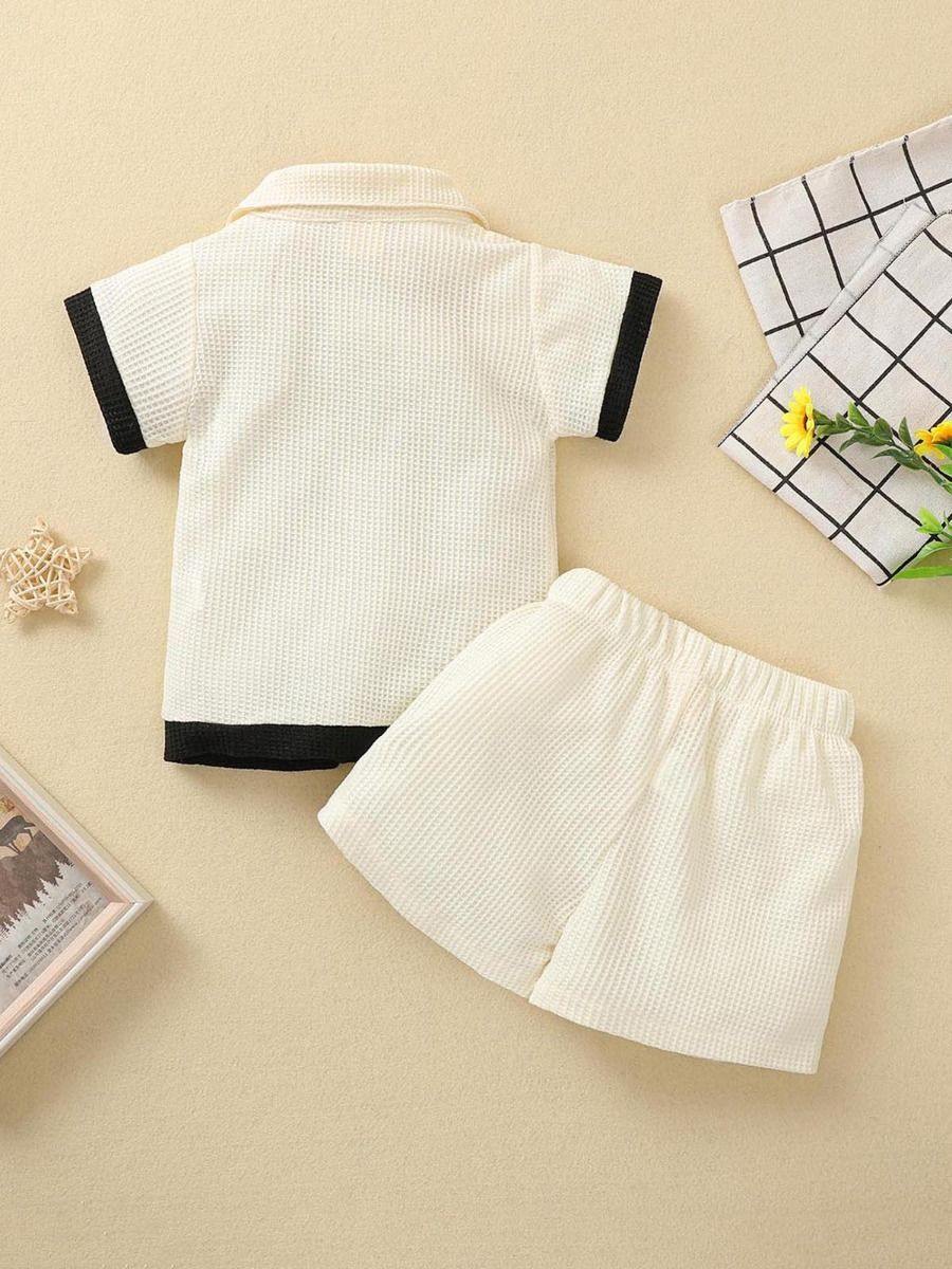Waffle Button Down and Shorts Set - Belle Baby
