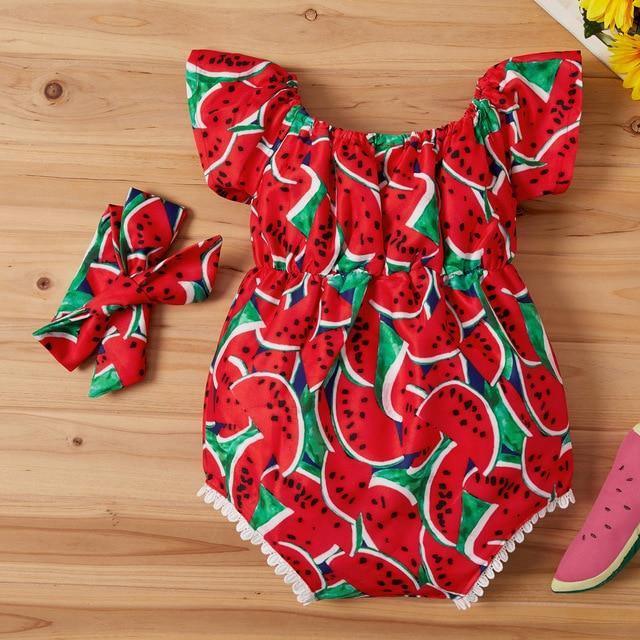 Watermelon Romper & Headband Set - Belle Baby