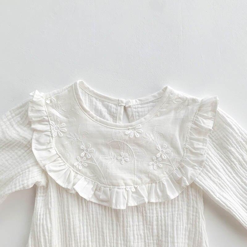 White Frilled Romper & Bonnet Set - Belle Baby