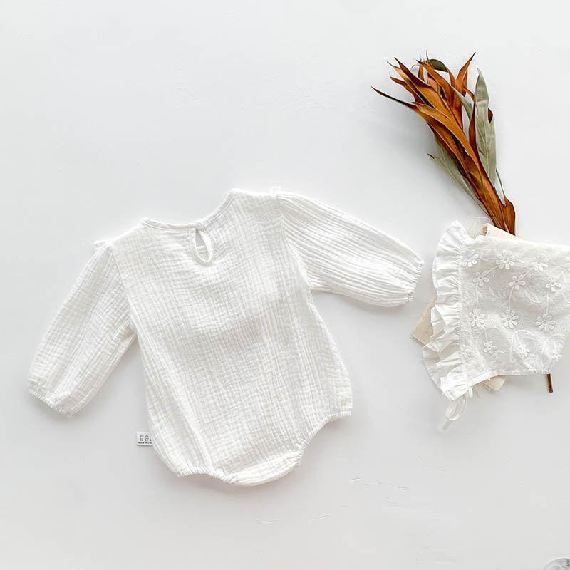 White Frilled Romper & Bonnet Set - Belle Baby