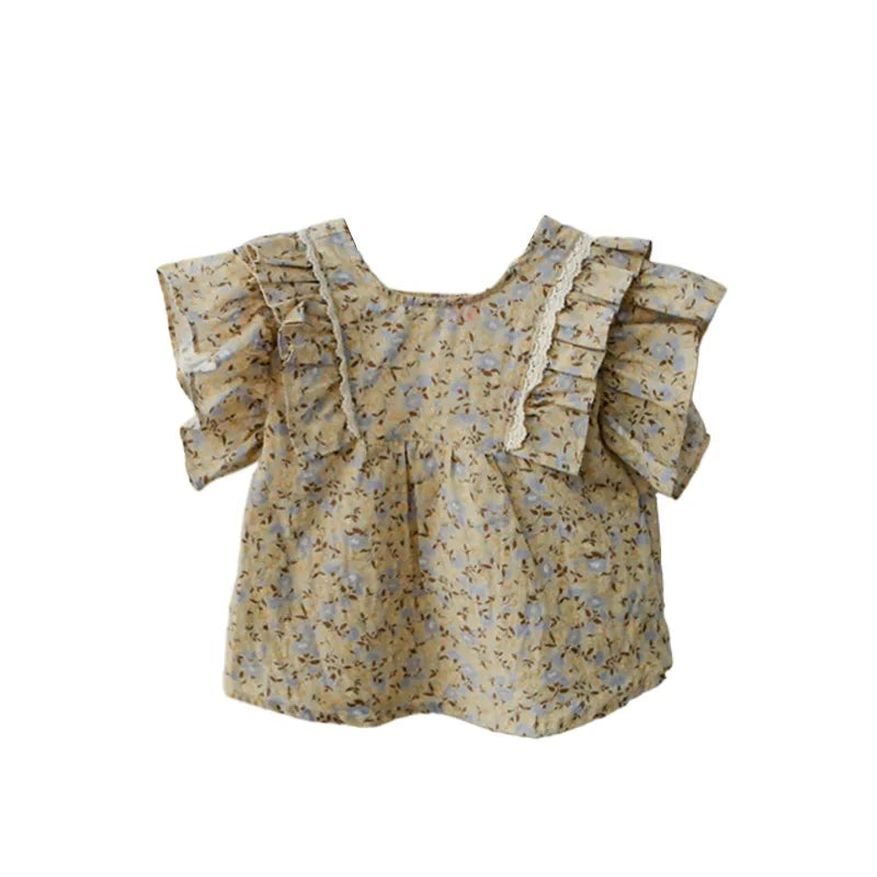 Floral Ruffle Fringed Top and Shorts