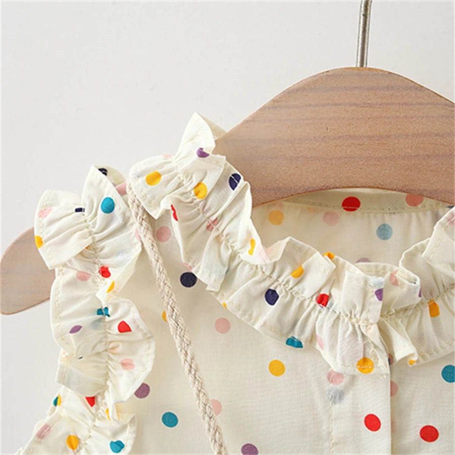 Rainbow Polka Dot Bow Dress & Bag