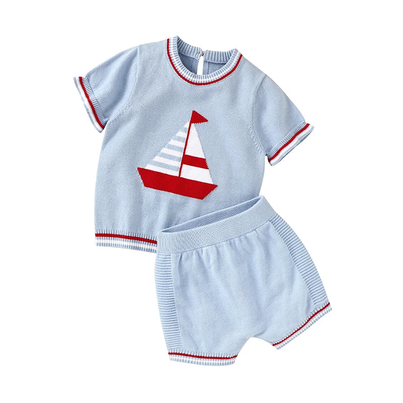 Knitted Sailboat Top and Shorts Set
