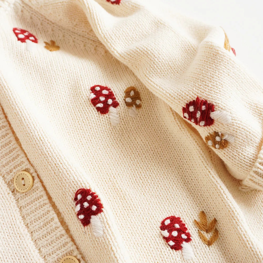 Mushroom Embroidery Knitted Cardigan