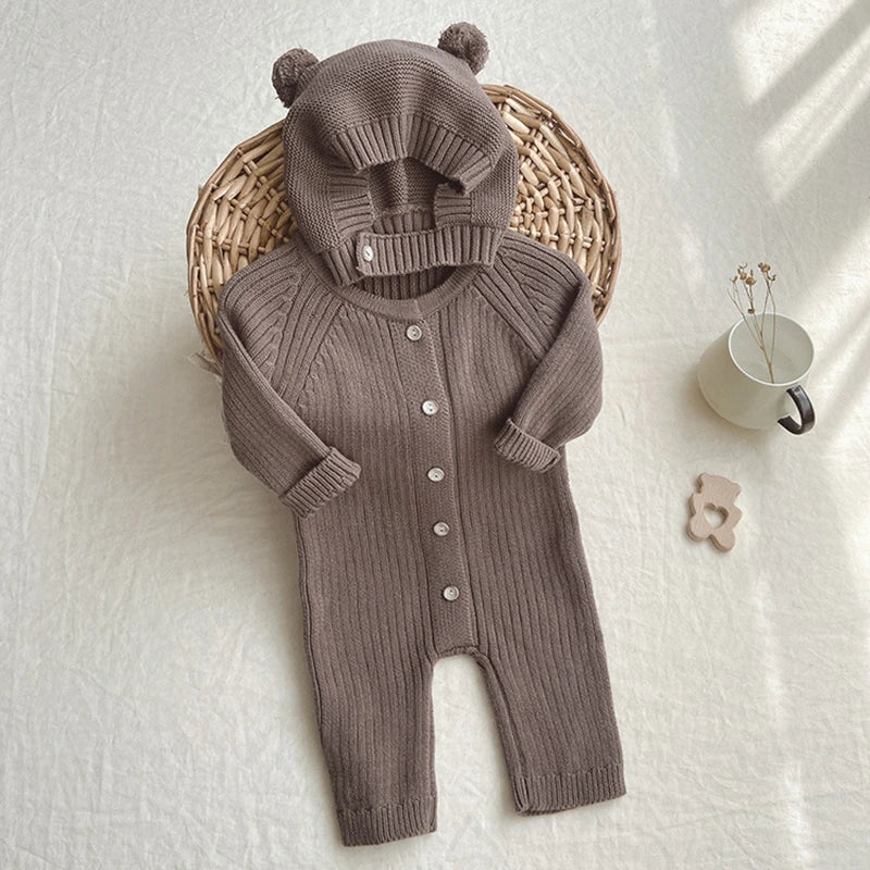 Knitted Bodysuit and Teddy Hat Set