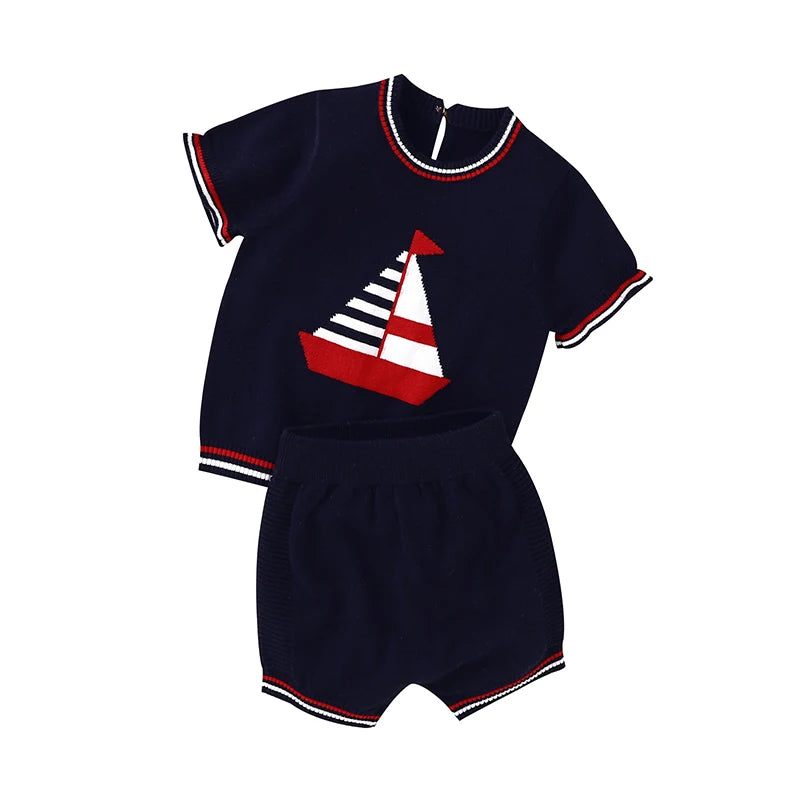 Knitted Sailboat Top and Shorts Set