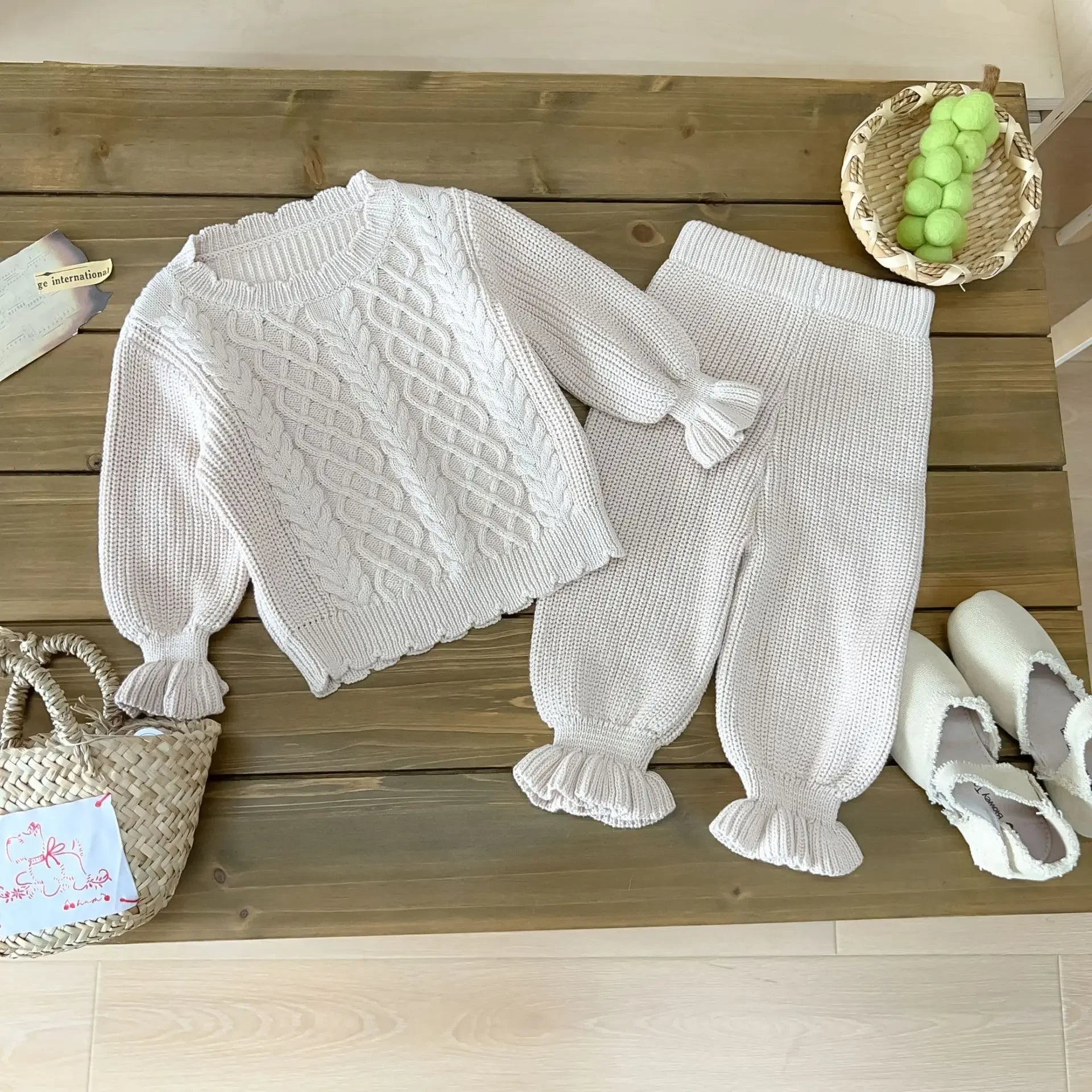 Ruffle Knitted Jumper and Trouser Set