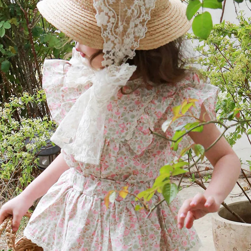 Floral Ruffle Fringed Top and Shorts