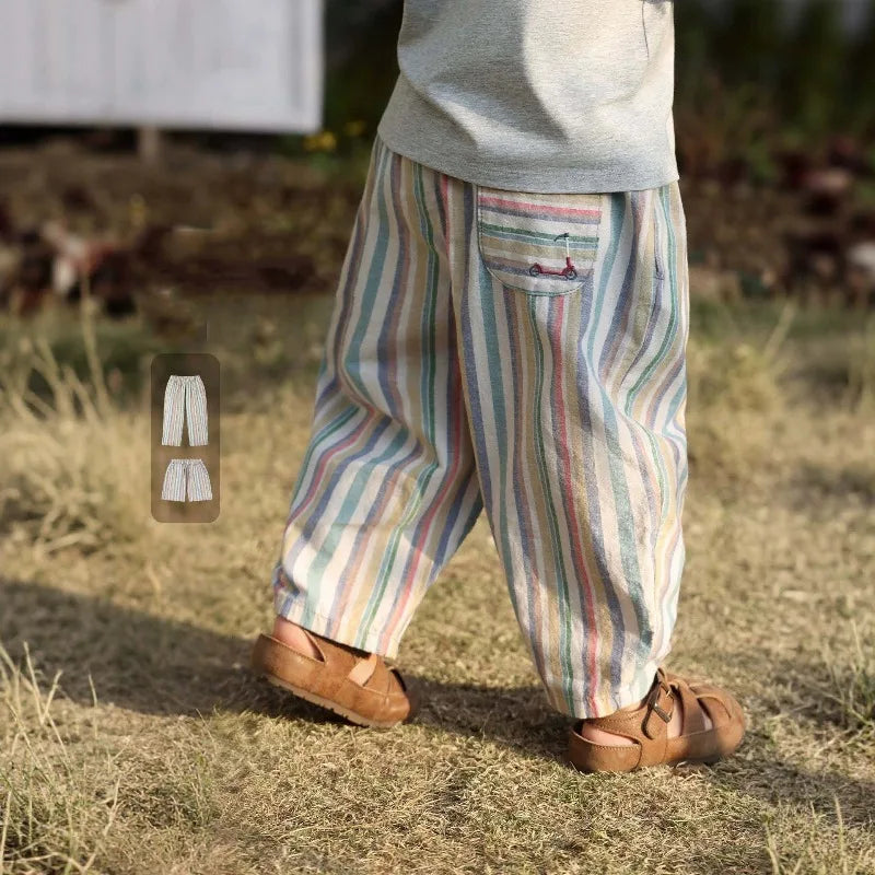 Rainbow Striped Loose Trousers/Shorts