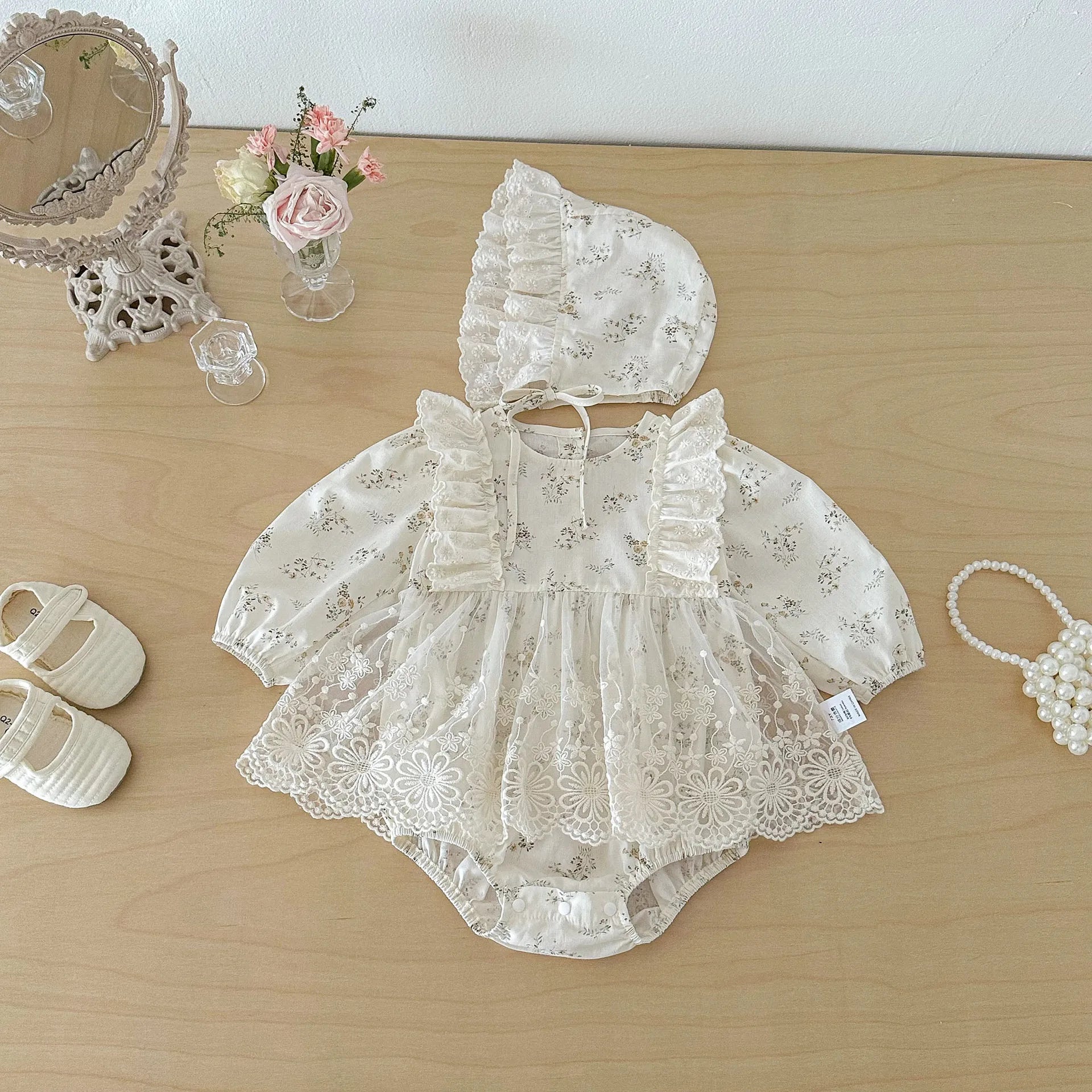 Lace Tutu Romper and Bonnet