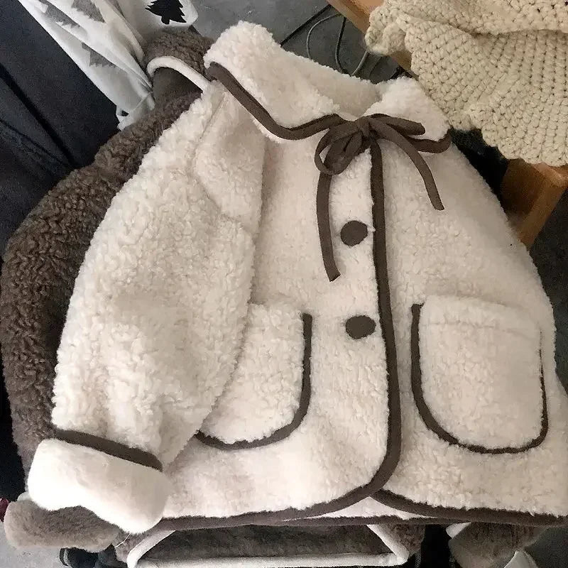 Pretty Lined Collar Fleece Coat