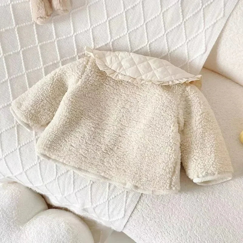 Pretty Ruffle Collar Fleece Coat