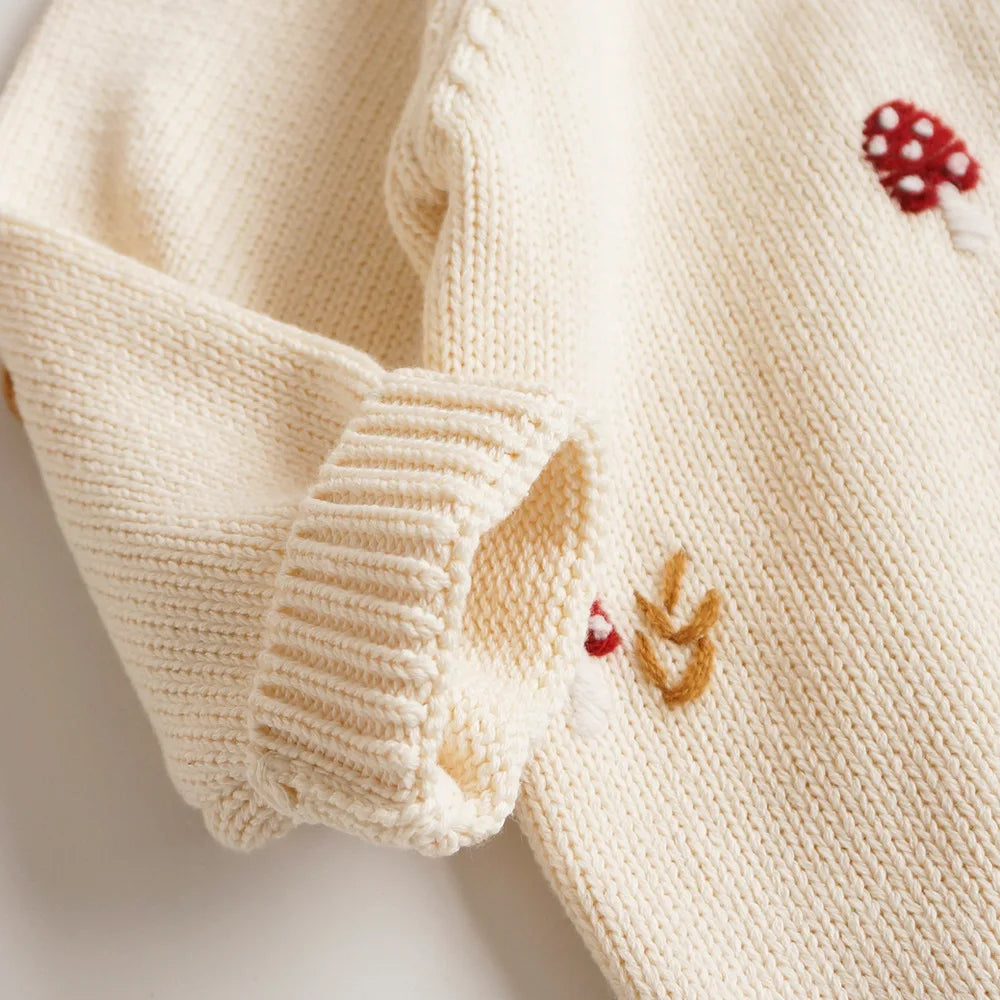 Mushroom Embroidery Knitted Cardigan