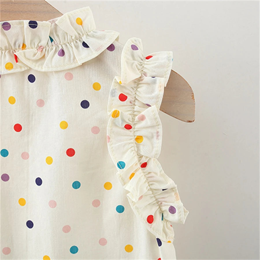 Rainbow Polka Dot Bow Dress & Bag