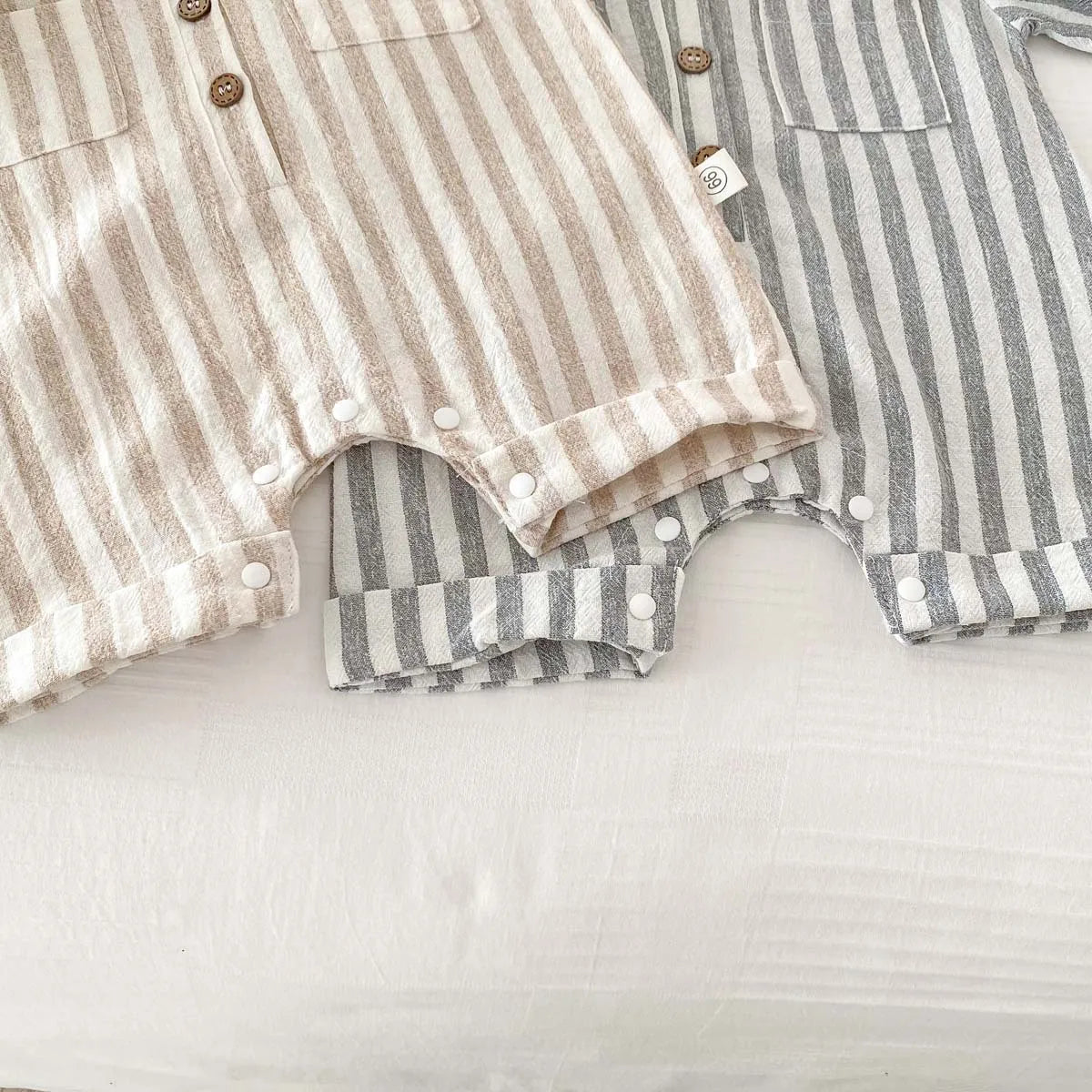 Summer Collar Striped Shorts Romper