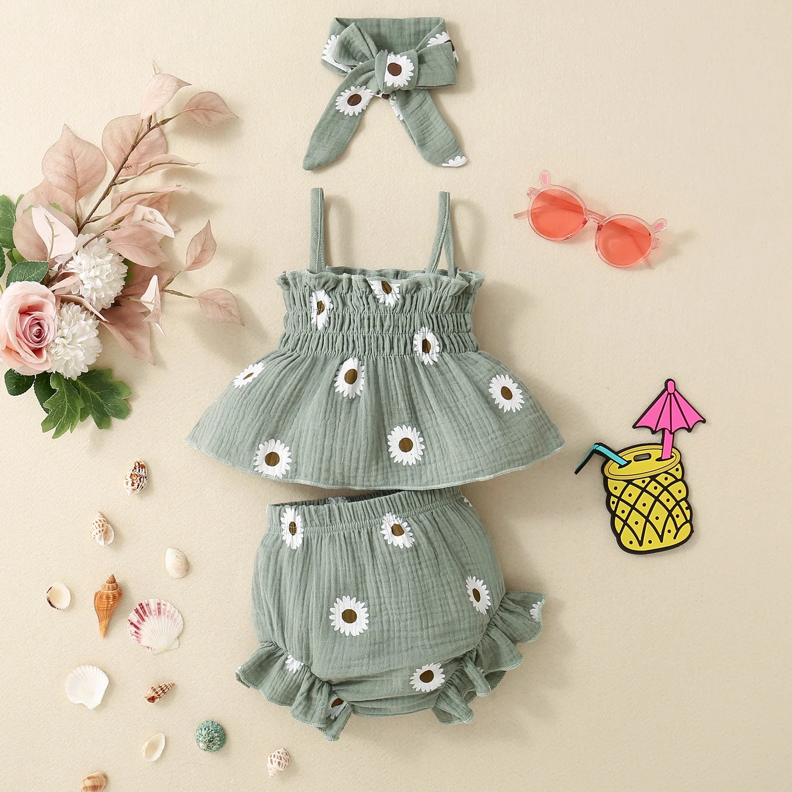 Sweet Flower Top & Bloomers Summer set