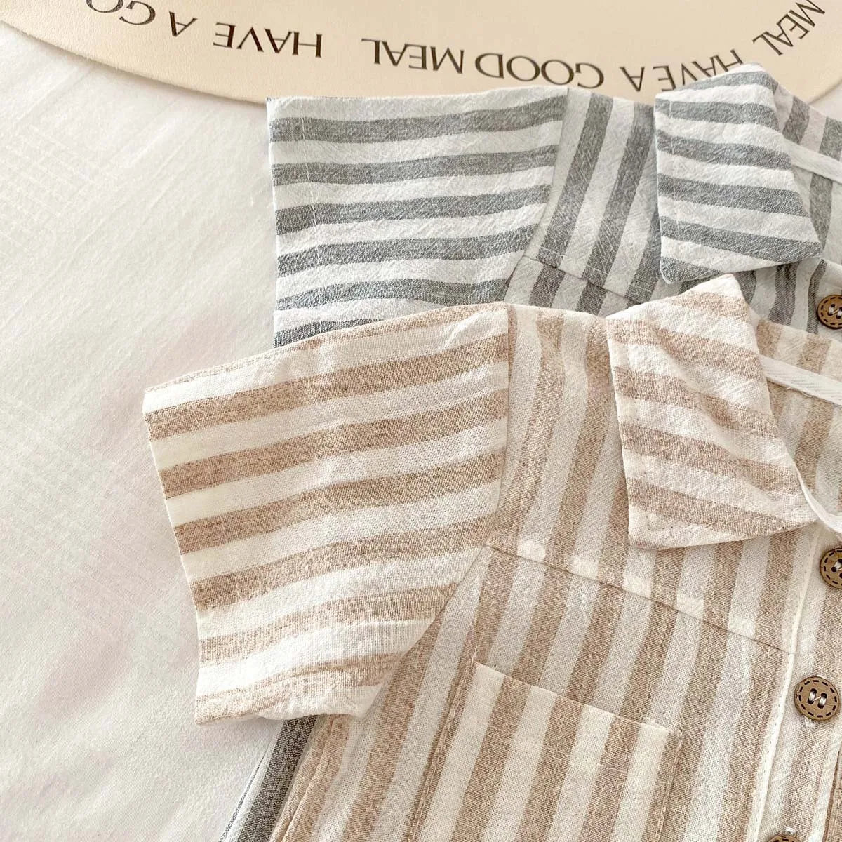 Summer Collar Striped Shorts Romper