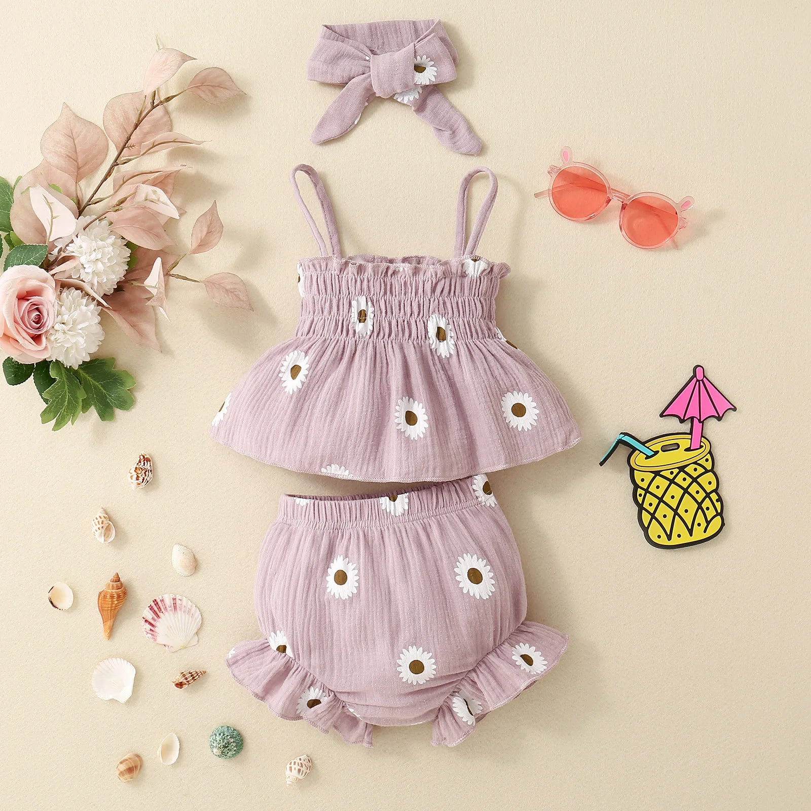 Sweet Flower Top & Bloomers Summer set